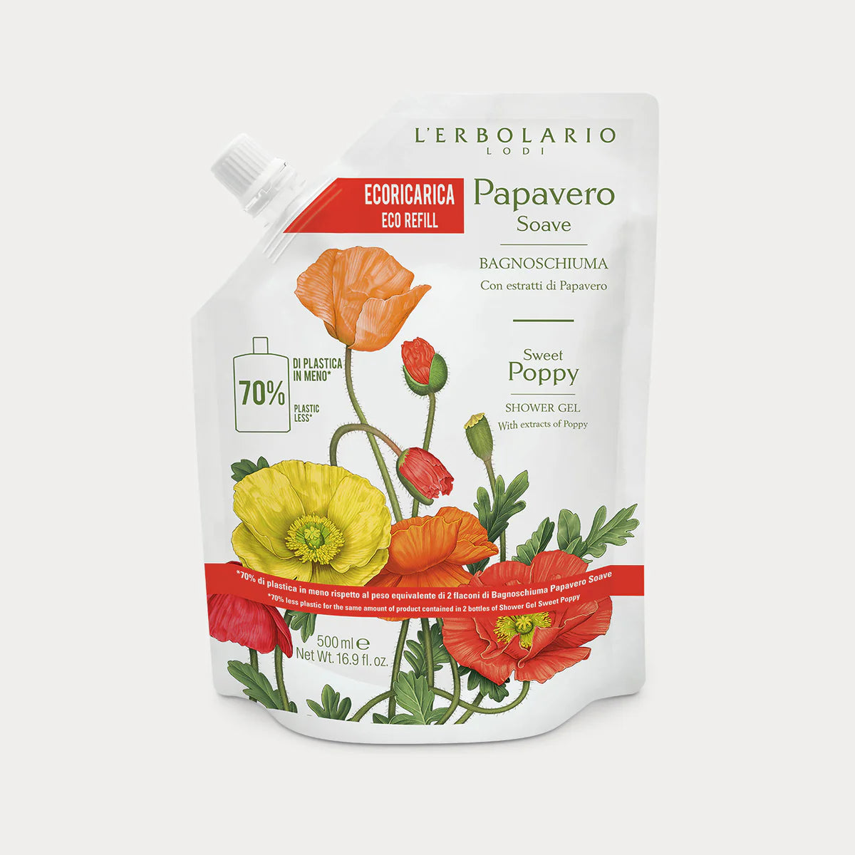 Ecoricarica Bagnoschiuma Papavero Soave